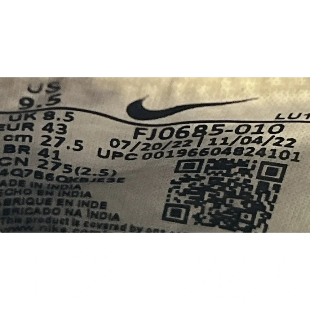 Nike Court Vision Low FJ0685-010 Black Red Athletic Shoes Men Size‎ 9.5